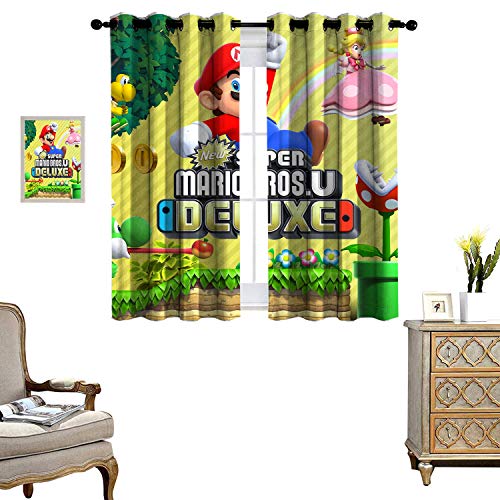 DRAGON VINES Blackout Curtains for Living Room Kitchen Curtain New Super Mario Bros u deluxe浴帘 Room Darkened Set of 2 Panels W55 x L45