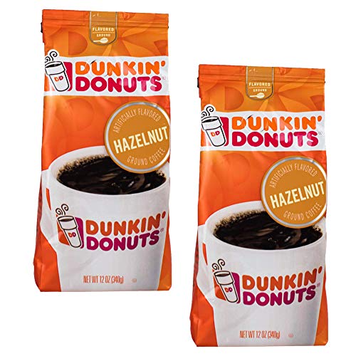 Dunkin Donuts Avellana café molido - (Por bolsa 2 paquetes) - American Importado asado Kaffee, 340 gramos (12 oz Hazelnut Ground Coffee)