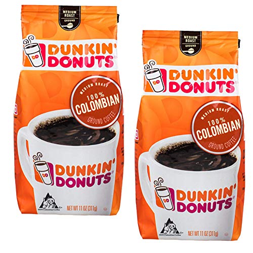 Dunkin Donuts Planta de Colombia del café - (Por bolsa 2 paquete) - Tostado Medio Colombia Kaffee, 311 gramos (11 onzas Columbian Ground Coffee)