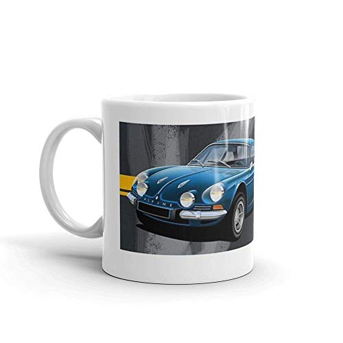 Envoltura de taza ilustrada Lsjuee Renault Alpine A110. Regalo brillante de cerámica de 11 onzas para los amantes del café Taza con cita Regalos para hombres y mujeres