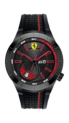 Ferrari 0830339 RedRev Evo - Reloj analógico de pulsera para hombre (cuarzo, correa de silicona)
