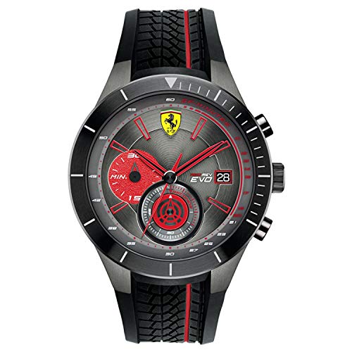 Ferrari 0830341 RedRev Evo - Reloj analógico de pulsera para hombre (cuarzo, correa de silicona)