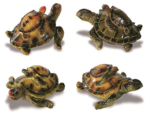 Figura de resina, caja de 4 tortugas con bebé 3/7/6,5 cm