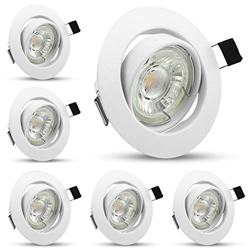 Foco LED empotrable blanco neutro 4500 K, 6 bombillas GU10 5 W, orientable, focos de Techo, 450 lm, equivalente a 50 W, bombilla halógena para techo de habitación, cocina, salón, pasillo