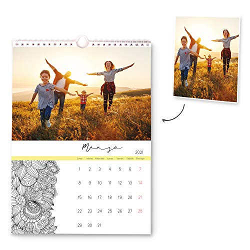 Fotoprix Calendario 2021 pared personalizado con tus fotos | Varios Diseños y Tamaños Disponibles | Calendario con mandalas y dibujos para pintar | Tamaño: A3 (29,7 x 42 cms)
