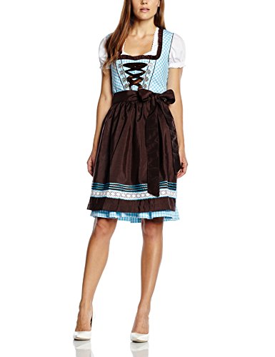 Fuchs Trachtenmoden 5679 - Vestido tradicional austriaco Mujer, multicolor (türkis/braun), 36