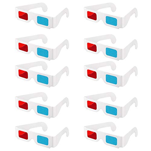 Gafas estéreo 3D de película, 10 pares de lentes estéreo de papel rojo y azul para la decoración de la película