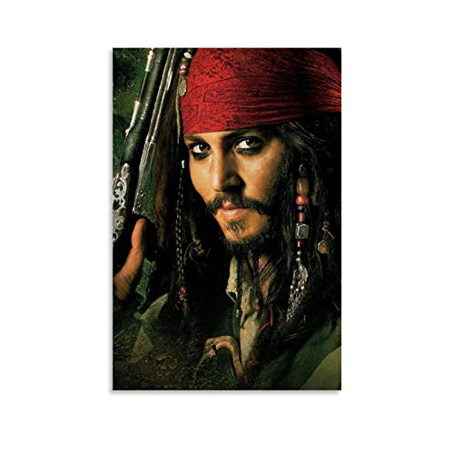 Ghychk Póster de Piratas del Caribe Jack Sparrow Johnny Depp, impresión de pared para sala de estar, listo para colgar, 40 x 60 cm