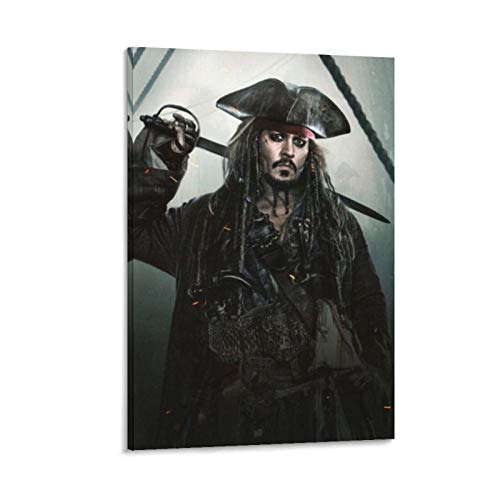 Ghychk Póster de Piratas del Caribe Jack Sparrow Johnny Depp, pintura al óleo, pintura abstracta moderna para sala de estar, lista para colgar, 30 x 45 cm