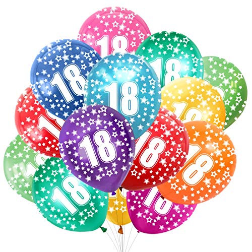 Globo Número 18, Cumpleaños Globos 18 Años, 18 Cumpleaños Decoración Globos Niño,Colores Globos Numeros 18 Fiesta Decoración para Feliz Cumpleaños,30 cm-Paquete de 30