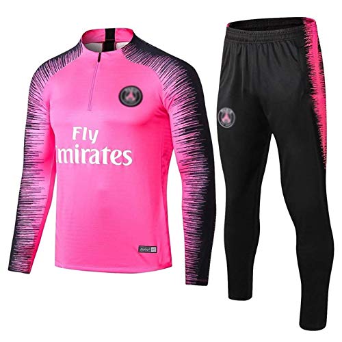Gylilai Club de fútbol Europeo Sudadera de fútbol para Hombre Manga Larga Primavera y otoño Uniforme de Entrenamiento Deportivo Transpirable (Top + Pantalones) Rosa (Color : Pink, Size : S)