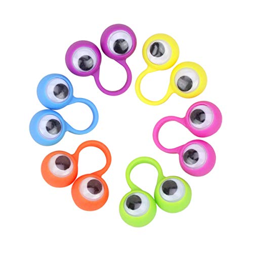 Healifty - Lote de 20 anillos para ojos de dedo, diseño de marita con globos oculares, juguete para niños, fiesta (color aleatorio)