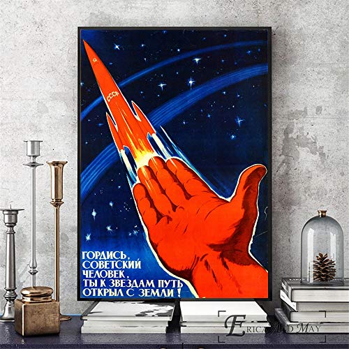 hetingyue Sin Marco Vintage Space Art Soviet Wall Art Lienzo póster póster e impresión decoración Imagen 40x60cm