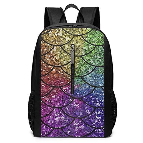 Homebe Couple Backpack Purple Green Yellow Sequin Fish Scales Backpack Travel Bag Personality Laptop Backpack For Sports Daypack