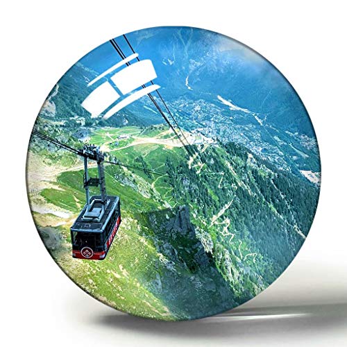Hqiyaols Souvenir Teleférico Chamonix France Brevent Imán de Nevera de Recuerdo 3D Imanes de Nevera de Cristal de círculo de Regalo de Viaje