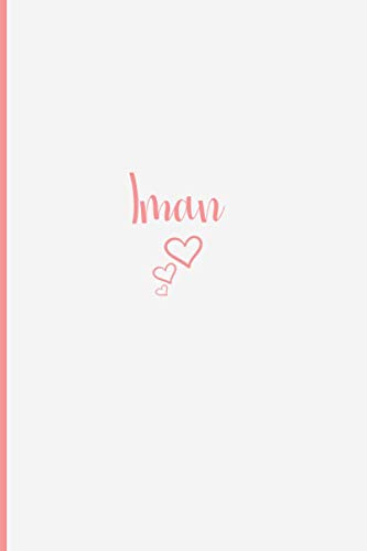 Iman: Personalized Hearts Journal Notebook, Personalised Journal for Girls and Women, Valentine Christmas Mothers day gift, Iman's Diary, Light Pink ... A5 6x9in Notebook Journal, 120 Lined pages