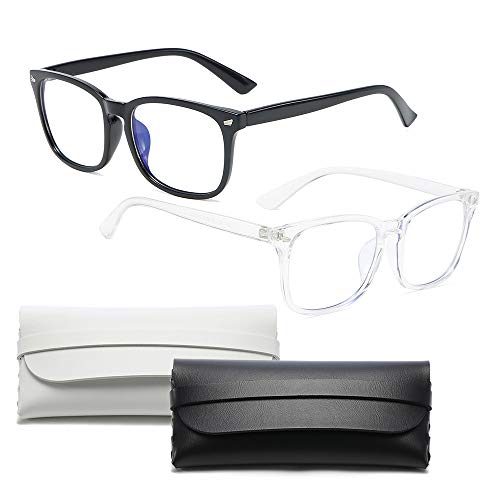 IWILCS 2 gafas de pantalla con filtro de luz azul, unisex, con filtro de luz azul, con dos cristales, antifatiga, para oficina en casa, color negro y transparente