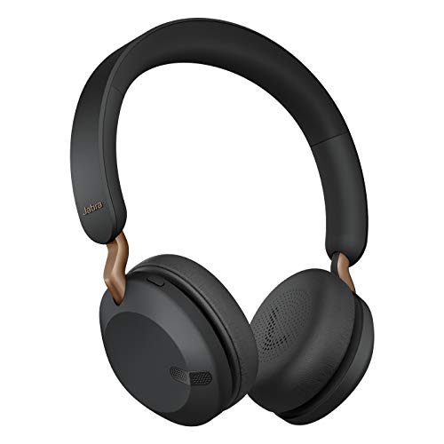 Jabra Elite 45h – Auriculares inalámbricos On-Ear compactos y Plegables – hasta 50 Horas de batería – tecnología de Llamadas a Dos micrófonos – Color Negro Cobre, Ajustable