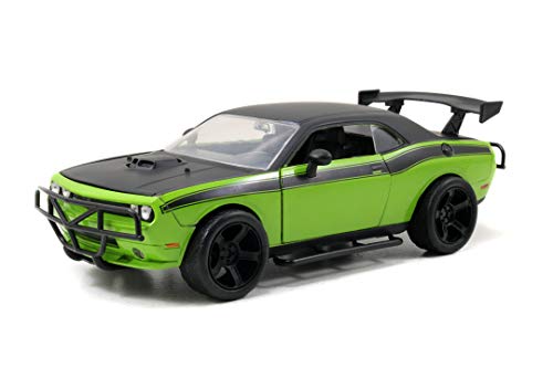 Jada Toys Fast & Furious Dodge Challenger SRT8 Off-Road Coche de Juguete de Die-Cast, Puertas abatibles, Maletero y capó, Escala 1:24, Verde (253203043)