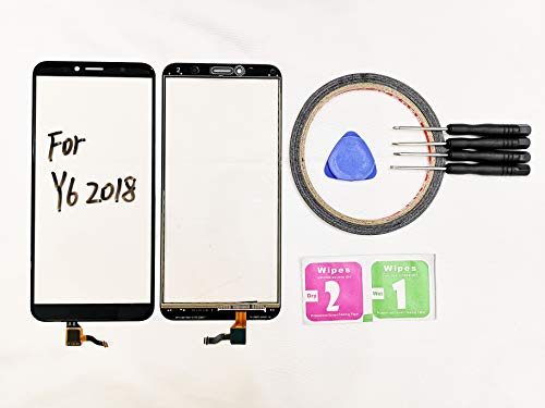JRLinco Para Huawei Y6 2018 / Y6 Prime 2018 Pantalla de Cristal Táctil, Touch Screen Digitizer Outer Glass Replacement (Sin LCD Display) para 5.7'' Negro + Herramientas y Adhesivo de Doble Cara