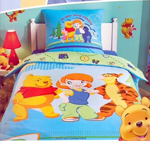Juego de cama con funda de edredón de Disney – Ropa de cama infantil • 140 x 200 cm + funda de almohada • Plumón Cover (Winnie the Pooh • Darby y Tigrou)