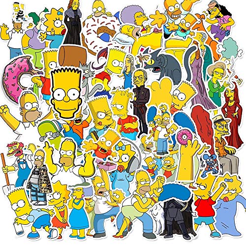 JUNZE Los Simpsons Hit Pegatinas de Dibujos Animados teléfono móvil Maleta monopatín portátil Pegatinas Impermeables 50 Hojas