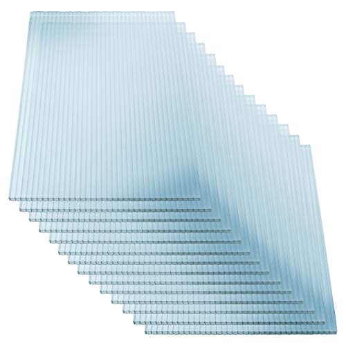 KAISER PLASTIC® Xtra-Strong - Placas de invernadero (14 unidades, policarbonato (PC), doble pared hueca, peso 800 g/m², 1210 x 605 mm, 4 mm de grosor, 10,25 m²)
