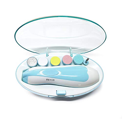 Kidoo - Lima De Uñas Eléctrico - Manicura y Pedicura LED 6 IN 1. Cuidado, Pulido y Recorte para Bebé y Adulto (Azul)