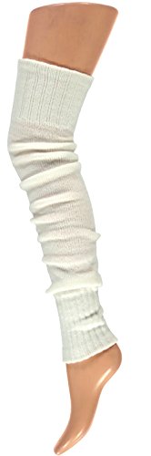 krautwear® - Calentadores para mujer (70 cm, años 80, 1980, color blanco)