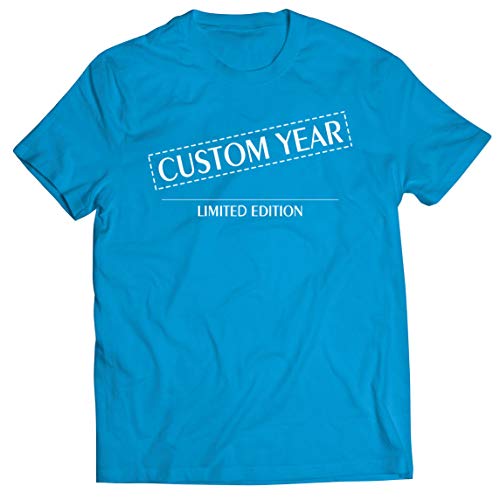 lepni.me Camisetas Hombre Año de Nacimiento Personalizado Edición Limitada de Cualquier Edad Vintage Retro Regalo de Fiesta de Cumpleaños (Medium Azul Multicolor)
