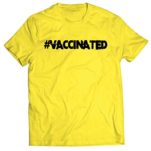 lepni.me Camisetas Hombre Vacunados Seguridad Pública Cuarentena Acabada Ciencia Humor (S Amarillo Multicolor)