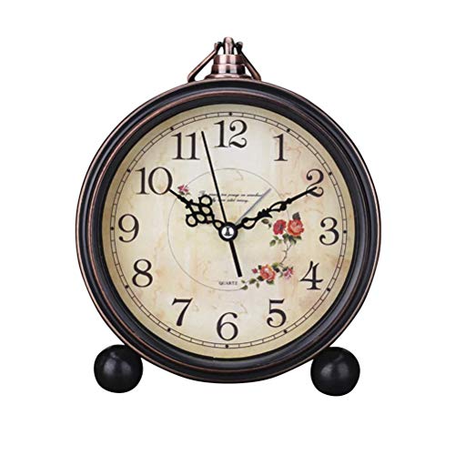 LIOOBO Reloj de Alarma de Estilo Vintage Reloj de Mesa Retro Antiguo y silencioso Decorativo Reloj silencioso sin tictac Reloj Retro clásico de Escritorio Reloj sin Alarma