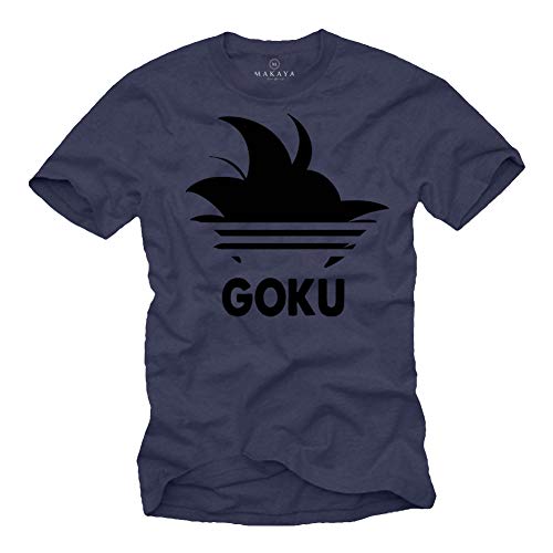 MAKAYA Camiseta Goku para Hombre - Pelo Dragon Hair Roshi Son Master Ball Azul L
