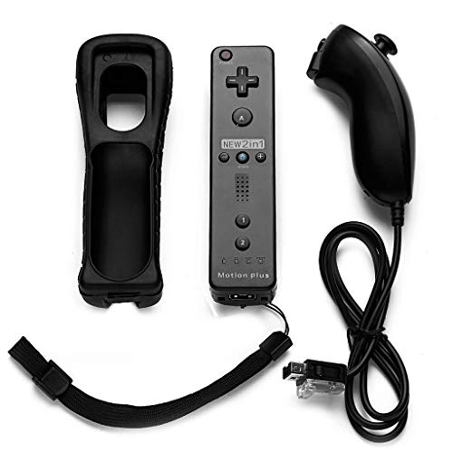 Mando y Nunchuck para Nintendo Wii, - Reemplazo del Controlador de Juego Remoto con Funda de Silicona y Pulsera, Compatible con Nintendo Wii y Wii U