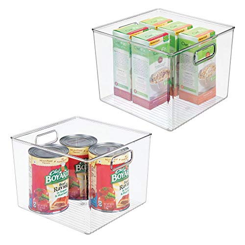 mDesign Juego de 2 Cajas organizadoras para la Nevera – Caja de Almacenamiento para Fruta, conservas, medicinas y más – Gran Organizador de plástico sin BPA para Cocina y despensa – Transparente