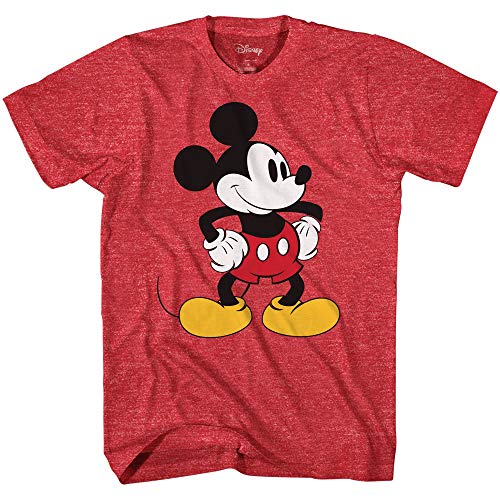Mickey Mouse Tones Graphic Tee Classic Vintage Disneyland World Mens Adult T-Shirt Apparel (Red Heather, X-Large)