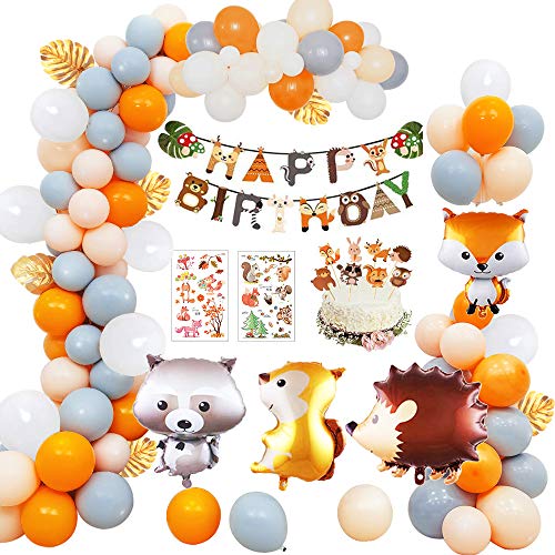 MMTX Decoraciones de Fiesta de, Feliz Cumpleaños Ballon Banner, para niña Pequeña Fiesta de Cumpleaños de Dama de niño, Boda (Naranja)