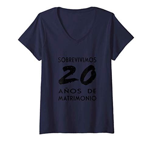 Mujer Camiseta de Aniversario de Matrimonio 20 Años Camiseta Cuello V