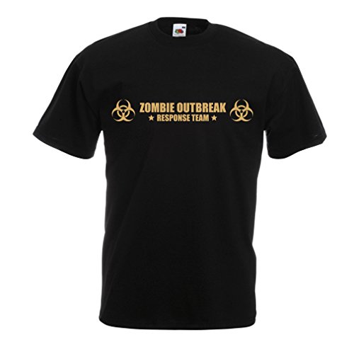 N4519 Camiseta Zombie Outbreak Response Team (Medium Negro Oro)