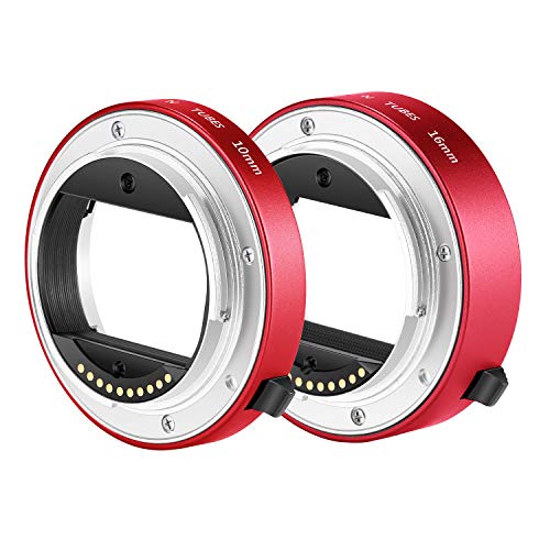 Neewer® - Juego de Tubos de extensión Macro de Enfoque automático (10 mm y 16 mm) para cámara Sony sin Espejo NEX 3/3N/5/5N/5R/A6000/A6300 y Marco Completo A7 A7S/A7SII A7R/A7RII A7II Rojo