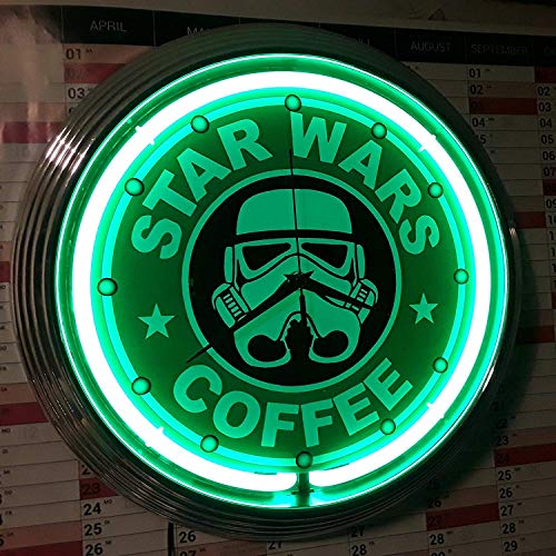 Neon reloj Star Wars Coffee Neon Verde de taller Reloj de pared de neón Reklame