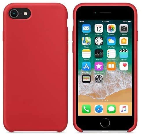 New Phoone Funda Silicona para iPhone 7/8/SE2020 Carcasa de Silicona Suave, Resistente Antigolpes (Rojo)