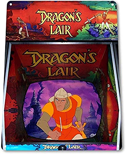 No aplicable Signo Dragon's Lair Arcade Shop Sala de juegos Marquesina Consola Decoración B067 Metal Cartel de chapa Decoración Hierro Pintura Personalización designada,12*8inch