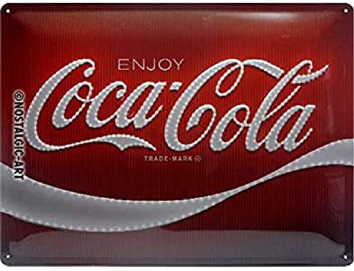 Nostalgic-Art Cartel de chapa retro Coca-Cola – Logo Lights – Idea de regalo aficionados a la Coke, metálico, Diseño vintage decorativo, 30 x 40 cm