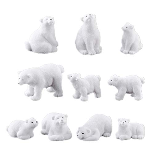 NUOBESTY 10Pis - Figura de oso polar en miniatura para jardín de hadas, miniatura de animales, decoración de escritorio (estilo mixto)
