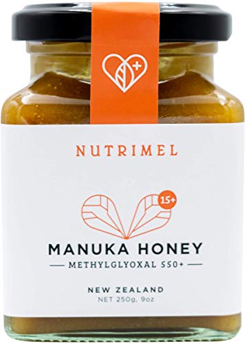 NUTRIMEL Miel de Manuka 15+ (MGO 550+) probado y certificado | 100% pura Nueva Zelanda | (15+, 250)