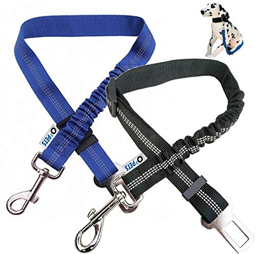 O³ Cinturon Perro Coche Homologado 2 Uds – Correa Perro Coche Elásticas con Luz Led para Collar- Cinturón de Seguridad de Coche para Perro Ajustable