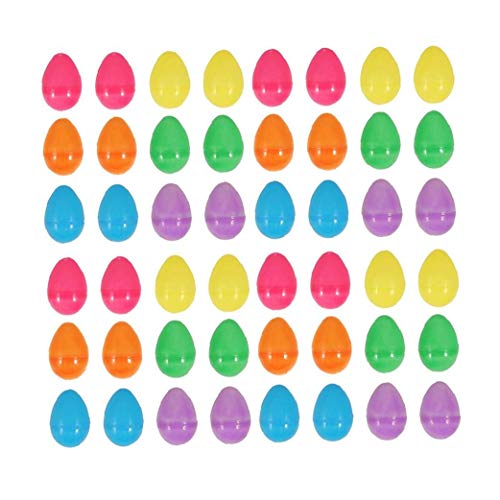 OMMO LEBEINDR 48pcs Pascua Fillable Huevos plásticos Sorpresa Huevos de Pascua por conservar donaciones Creme 5.5 * 4cm Coloridas