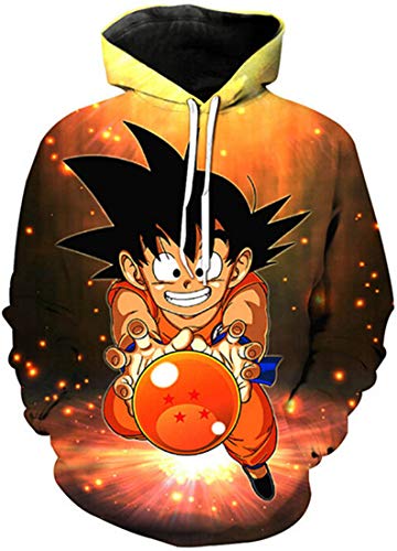 PANOZON Niños Sudaderas con Capucha Figura Impresa de Dragon Ball Imágenes de Dibujos Animados (S, Goku-5)