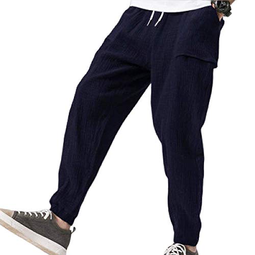 Pantalones de Moda para Hombre Estilo Casual Contraste Desgastado Color Viga Pies Tallas Grandes Overol de Color sólido Delgado
